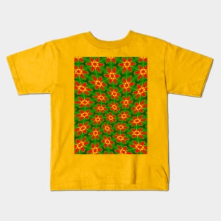 Red Blossom Pattern Kids T-Shirt